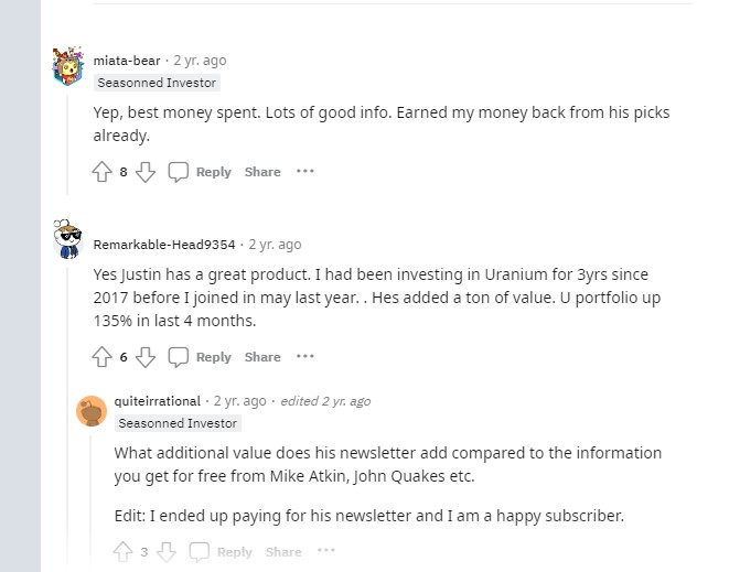 What customers say about Uranium Insider