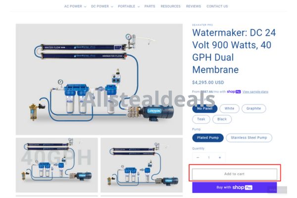 Add Seawater pro watermaker to your cart