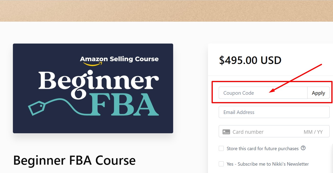 Apply a Your Selling Guide coupon code at checkout