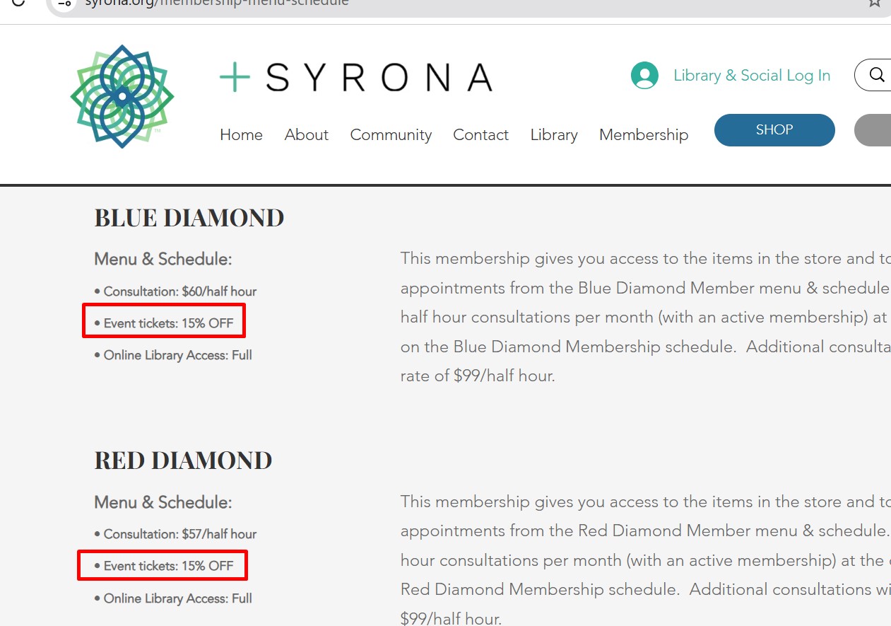 syrona membership discount code