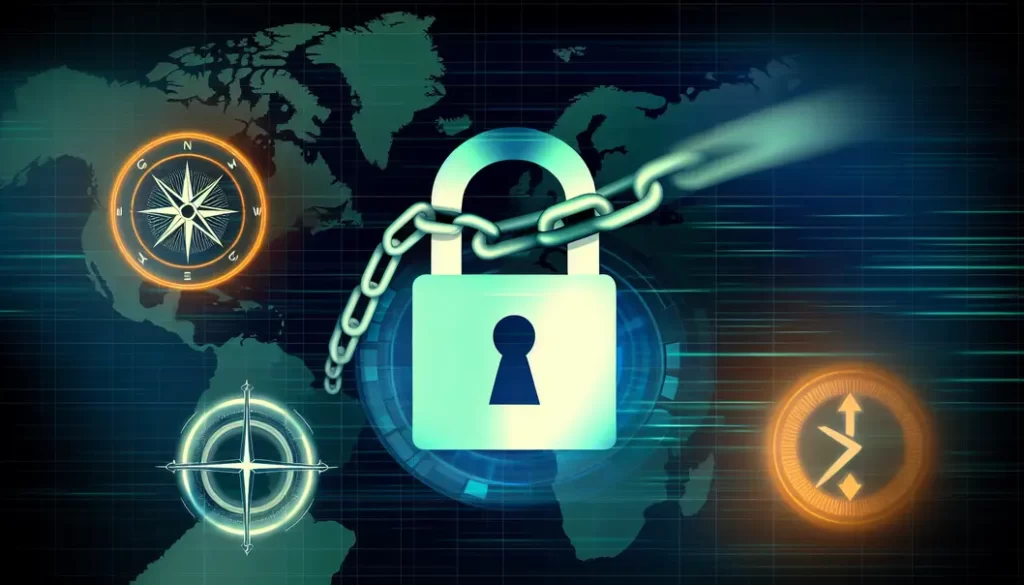 An abstract image of a digital lock being opened, symbolizing unlocking restricted CapCut access.