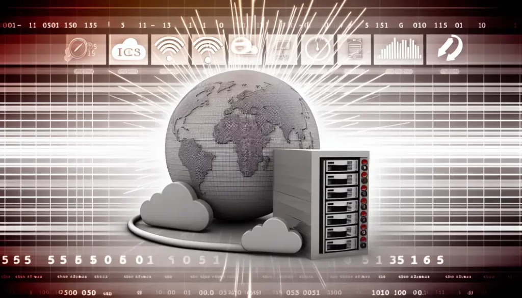 Logos of various web hosting providers surrounded by digital devices.